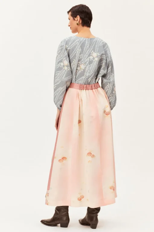 One-of-a-kind Vintage Kimono Long Skirt With Tucks