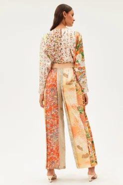 One-of-a-kind Vintage Kimono Wide Leg Pants With Tucks